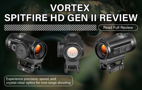 Banner reading: Vortex Spitfire HD Gen II Review – Experience precision, speed, and crystal-clear optics for mid-range shooting