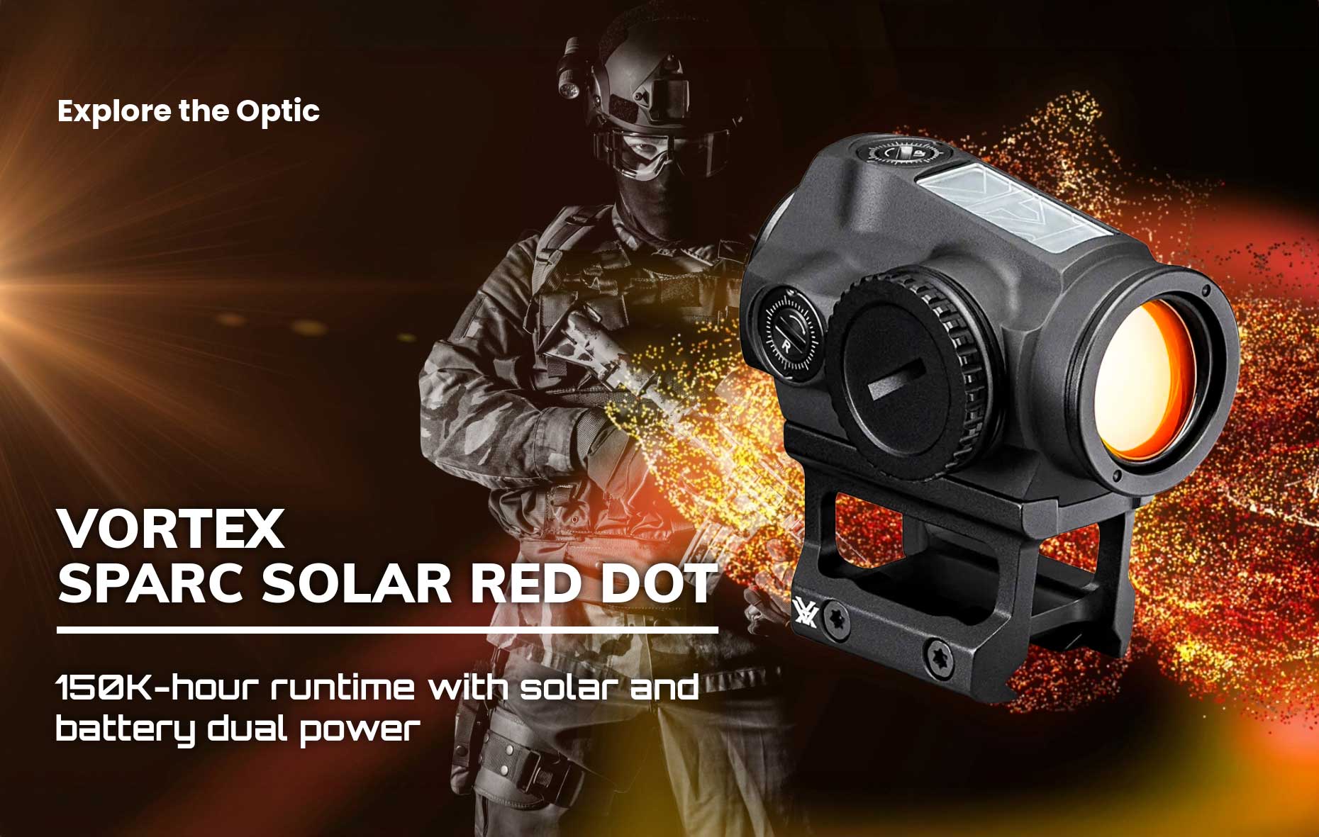 Vortex SPARC Solar Red Dot | 150K Runtime & Dual Power – Shield