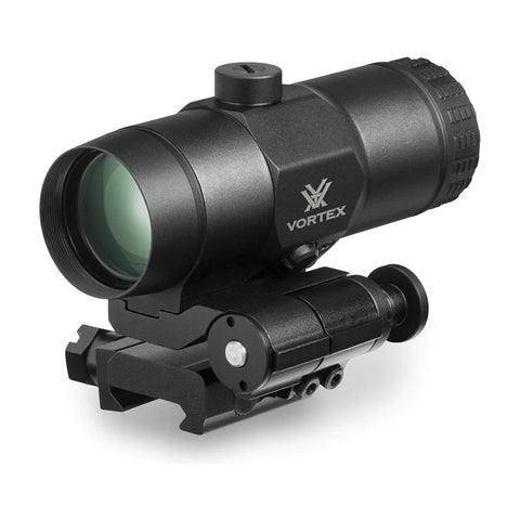 Black Vortex rifle scope on a white background
