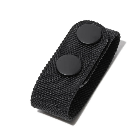 Black nylon belt keeper with two snap buttons