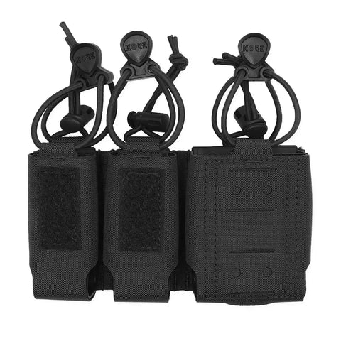 Trio Mag Pouch for 1.75” Battle Belt – Lightweight nylon mag carrier with one rifle and two pistol pouches, designed for quick access and secure retention.