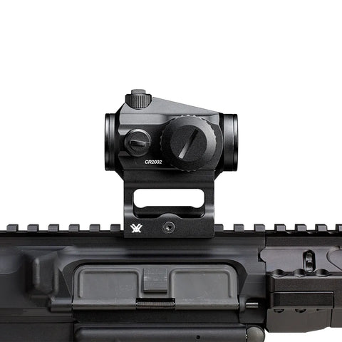 Vortex Crossfire Red Dot mounted on AR-15 rifle with co-witness mount