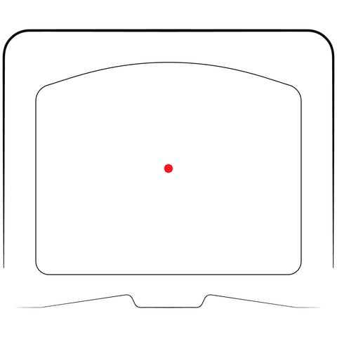 Outline of a computer monitor with a red dot on a white background