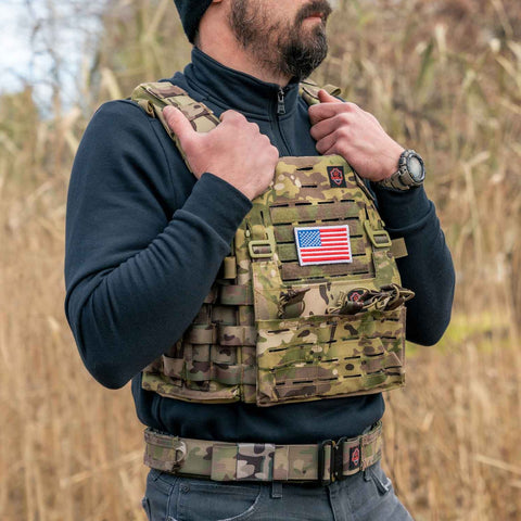 Plate carrier package multicam lifestyle front view