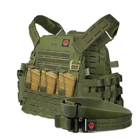 Tactical Ultimate Bundle Package OD Green (Plate Carrier, Mag Pouch & Belt)