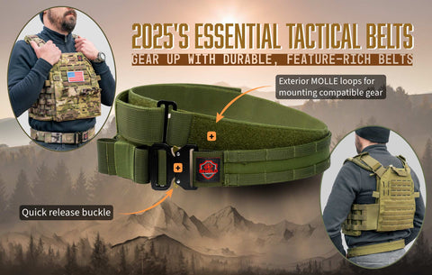 Banner image featuring 2025's Essential Tactical Hunting Belts, highlighting durability and MOLLE systems for enhanced hunting gear