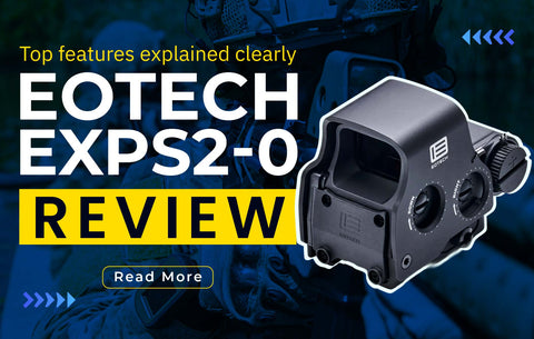 EOTECH EXPS2-0 Review banner showcasing top features explained with a clean, modern firearm optics theme.