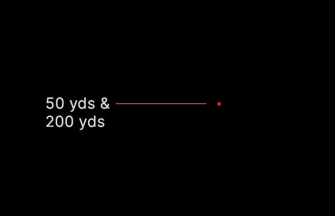 Measurement scale showing distances of 50 yards and 200 yards on a black background.
