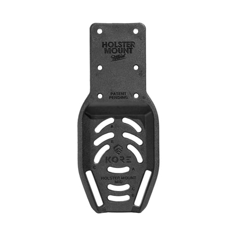 Black holster mount with 'Kore' branding on a white background