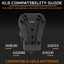 KLS compatibility guide for holsters with a black background and product image.