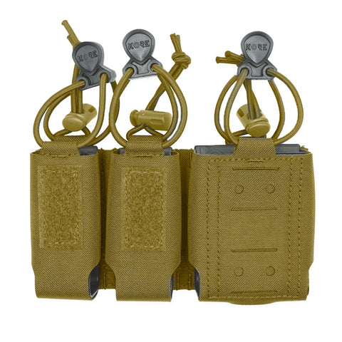 Tactical magazine pouch with three slots on a white background