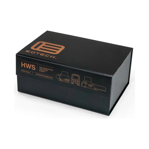 Black Eotech box with orange logo and text on a white background