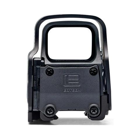 Black tactical rifle scope on a white background