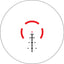 Circular design with a central black symbol and red concentric circles on a white background
