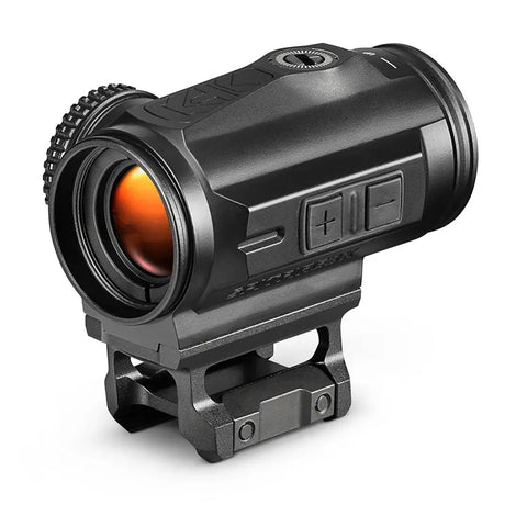 Side view of Spitfire HD Gen II 3x Prism Scope showing adjustment controls and mounts